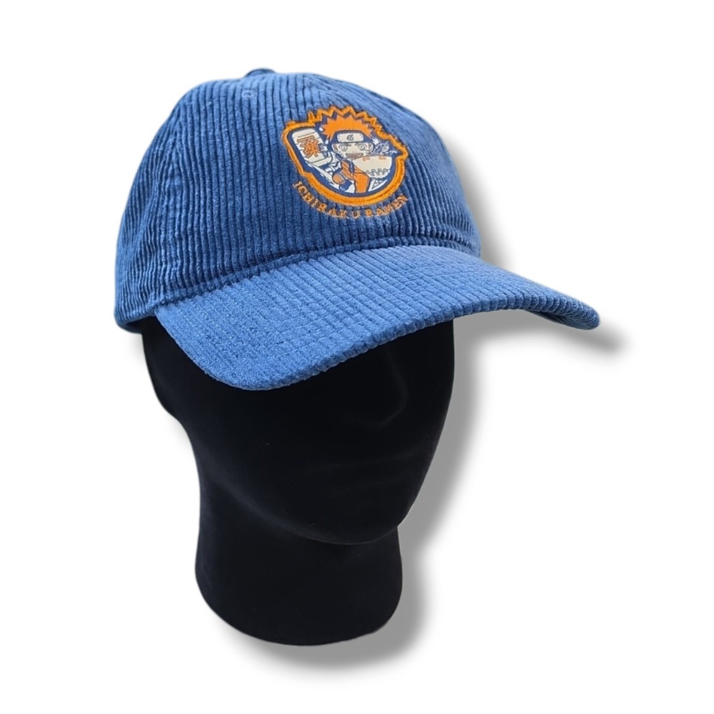 Naruto Shippuden Ichiraku Ramen Blue Corduroy Embroidered Design Strap Back Hat